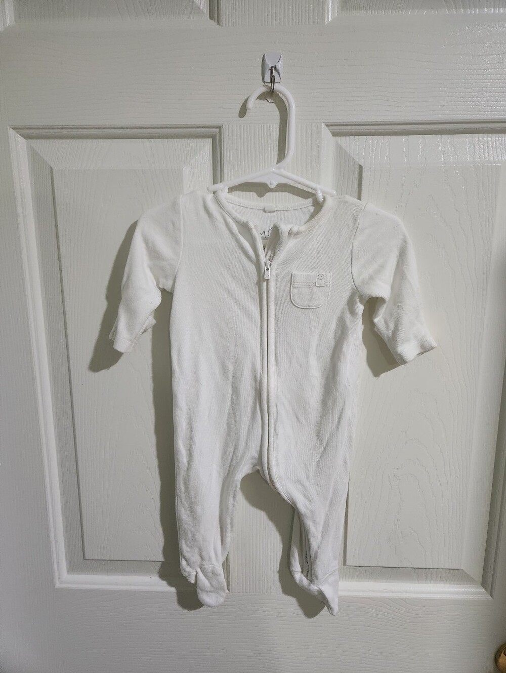 Mori Baby Zip-Front One-Piece Footed Bamboo Pajamas in White